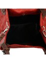 TALIANSKE Talianska veľká kožená kabelka červená Vanda k denimu
