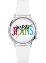 GUESS hodinky Originals Silver-tone And White Analog Watch, 12576