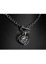 BM Jewellery Dámsky náhrdelník 3,5 cm z chirurgickej ocele srdce so zirkónmi S999110