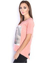 OXYD Ružová blúzka/tričko s potlačou fotky ženy OX2570