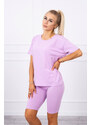 MladaModa Súprava top + krátke legíny model 9099 farba lila