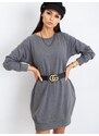 Basic Bavlnené tmavo-sivé mikinové šaty s dlhým rukávom