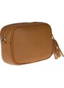 Camel kožená talianska crossbody kabelka Bala Camel s prídavným pruhom IV NovaKabelka.sk