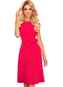 NUMOCO Malinové šaty s plisovanou sukňou CELESTE 311-5