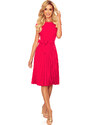 NUMOCO Malinové šaty s plisovanou sukňou CELESTE 311-5