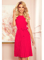 NUMOCO Malinové šaty s plisovanou sukňou CELESTE 311-5