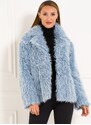 Glamorous by Glam Dámsky krátky kabát yetti - svetlomodrý