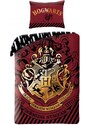 Halantex Bavlnené posteľné obliečky Harry Potter - motív so zlatým erbom Rokfortu - 100% bavlna - 70 x 90 cm + 140 x 200 cm