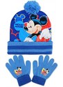 Setino Detská / chlapčenská zimná čiapka + prstové rukavice Mickey Mouse - Disney -
