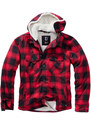 Brandit Lumberjacket bunda s kapucňou, červeno-čierna