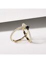 Prstienok zo žltého 14 kt zlata s čiernym diamantom KLENOTA K0285113