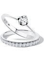 Svadobný a zásnubný prsteň z bieleho zlata s diamantmi KLENOTA S0386012