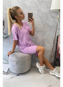 MladaModa Súprava top + krátke legíny model 9099 farba lila