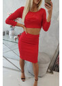 MladaModa Komplet sukne a crop-topu model 9084 červený