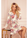 Numoco CAROLINE šaty s volánikmi a výstrihom - kvety na svetlom pozadí 297-2