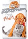 Faro Posteľné obliečky pes a mačka - Best friends - 100% bavlna - 70x90 cm + 140x200 cm
