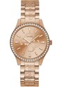 GUESS hodinky Rose Gold-Tone Quattro G Analog Watch, 13626