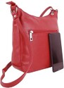 Talianske kožené kabelky dámske cez rameno stredné červené Zolana
