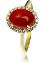 GOLDIE Zlatý prsteň s červeným koralom LRG178.TR