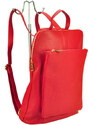 Kožený dámsky módny batôžtek s čelným vreckom Patrizia Piu červený