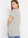 bonprix Dlhé tričko Basic s výstrihom do V, 2 ks, krátky rukáv, farba šedá