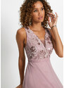 bonprix Šifónové šaty s flitrovanou výšivkou, farba ružová
