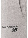 Nohavice New Balance MP03904AG pánske, šedá farba, jednofarebné