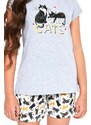 Cornette Dievčenské pyžamo krátke bavlnené Mačky Love Cats 787/87 (2-14 rokov)-92, Farba šedá