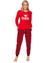 Doctor Nap Červené dámske pyžamo z bavlny Royal Family Queen Dn-nightwear PM.9748, Farba červená