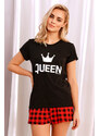 Doctor Nap Krátke dámske pyžamo Royal Family Queen Dn-nightwear PM.9943, Farba čierna