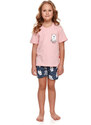 Doctor Nap Dievčenské bavlnené pyžamo krátke Medvedík Ice Bear PDG.4266 ružové-128, Farba ružová