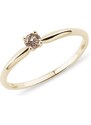 Zásnubný prsteň zo žltého zlata s champagne diamantom KLENOTA K0300063
