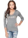 Outlet - G by GUESS pulóver Brea Logo Sweater sivý, 1376900