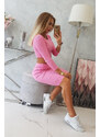 MladaModa Komplet sukne a crop-topu model 9084 jasný ružový