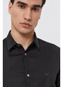 Košeľa Emporio Armani pánska, čierna farba, regular, s klasickým golierom, 8N1C09 1NI9Z