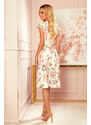 NUMOCO Smotanové kvetované šaty s volánikmi DITA 349-1