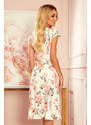 NUMOCO Smotanové kvetované šaty s volánikmi DITA 349-1