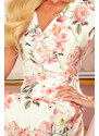 NUMOCO Smotanové kvetované šaty s volánikmi DITA 349-1