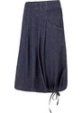 bonprix Džínsová sukňa so záhybmi, s pohodlným pásom a šnúrkou na zaviazanie, farba modrá