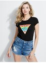 GUESS tričko Rainbow Logo Tee čierne