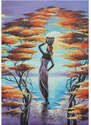 Gario Ručne maľovaný obraz Africká žena s košíkom Rozmery: 70 x 100 cm