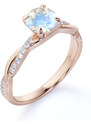 Royal Exklusive Emporial luxusný prsteň Mesačný dúhový kameň Prepletený 14k ružové zlato Vermeil GU-DR14764R-ROSEGOLD-ZIRCON