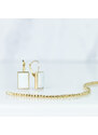 Lillian Vassago Zlaté náušnice so syntetickým opálom LLV01-WOYEG001