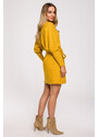 MOE Žlté svetrové šaty s viazaním M631