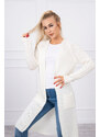 MladaModa Kardigánový sveter s vreckami model 2020-3 farba ecru