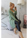 MladaModa Kardigánový sveter s vrkočovým vzorom model 2021-5 tmavý mentolový