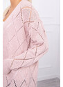 MladaModa Kardigánový sveter s perforovaným vzorom model 2020-4 pudrovo ružový