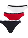 Tommy Hilfiger Underwear Tangá námornícka modrá / rubínová / čierna / biela