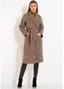Glamorous by Glam Dámsky dlhý kabát s viazaním capuccino