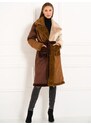 Due Linee Dámsky obojstranný kabát tricolor hnedá